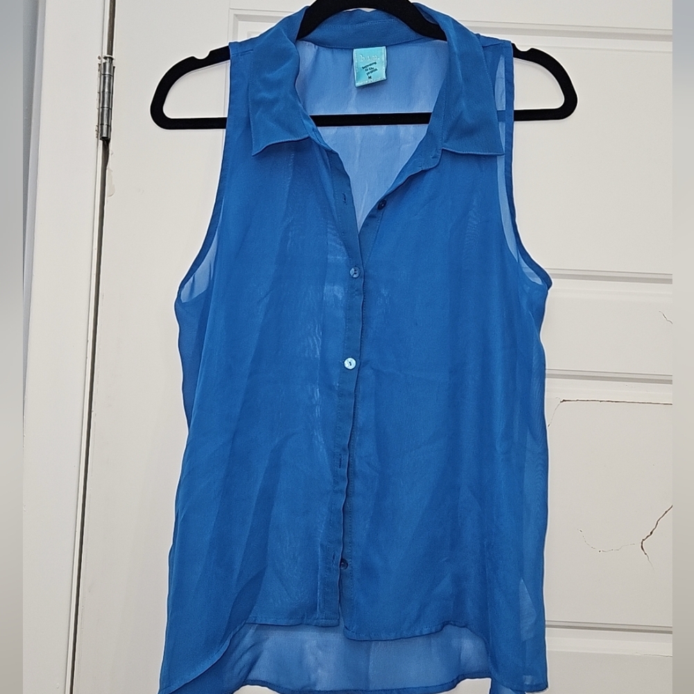 Blue Button Up Tank